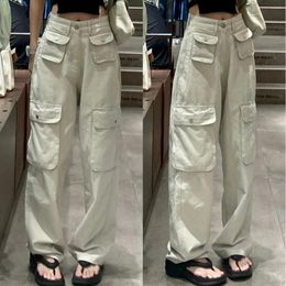 Women's Jeans Spring 2024 Plus Size American Retro Multi-pocket Tooling High Waist Straight Loose Wide-leg Pants