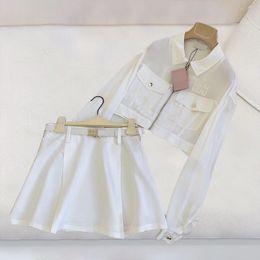 Letter Women Skirt Jacket Set Sexy Pleated Skirts Blouse Tops Outfits Casual Fashion Daily Designer Luxury Elegant Skirts Shirts Sets