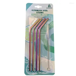Drinking Straws High Quality FDA And LFGB Passed Stainless Streel Straw Set 4 1 Brush