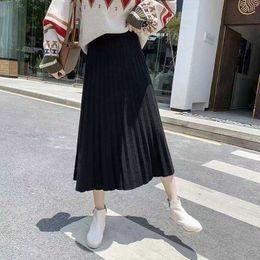 2022 Winter Women Skirt New Models Fashion Pure Colors Long Knitted Warm Thicken for