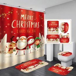 Shower Curtains Merry Christmas Santa Claus Print Waterproof Polyester Pattern Bathroom Curtain Home Decoration