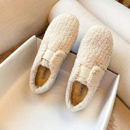 Casual Shoes Women Plush Flat Winter Warm Snow Boots Fashion Outerwear Office And Banquet Comfy Lambswool Flats Large Size 43