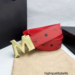 Designer Belts for men designer Fashion Mens Womens Belt Gold Letters buckle 3.3cm width Red leather with box designers belt mens 4I9N