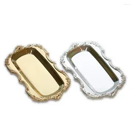 Tea Trays 2 Colors Multifunctional Cake Snack Tray Plate Towel Drinks Serving Dishes Gold/Silver Available