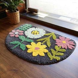 Carpets Shower Rugs Thick Non-slip Semicircle Floor Mat Boho Flower Cartoon Panda Pattern For Bathroom Kitchen Bedroom Room Balcony