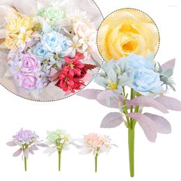 Decorative Flowers 1PC Artificial Silk Flower Bouquet Fake Rose Wedding Home Party Band Pearl