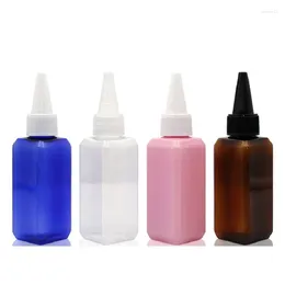 Storage Bottles Plastic Refillable Bottle 50ml Brown Pink Blue Clear Square Empty Cosmetic Packaging Containers Essence Emulsion