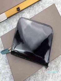 Whole Patent leather short wallet Fashion high quality shinny leather card holder coin purse women wallet classic zipper pocke9149290