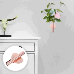 Vases 2 Pcs Wall Flower Tube Vase Decor Plant Arrangement Home Hanging Holder Metal Pot Pendant