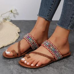 Slippers Ladies Shoes 2024 Greek Style Boho Flip Flop Sandals Streetwear Fashion Women Summer Breathable Open Toe