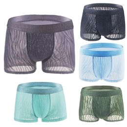 Underpants Men Smooth Ice Silk Convex Pouch 1 Pcs Sexy Transparent Breathable Underwear Fashion