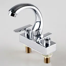 Bathroom Sink Faucets L16007 - Deck Mounted On Wash Basin Double Handle Hole Zinc Faucet