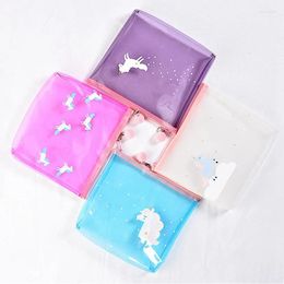 Storage Bags 19 18 4cm Clear Cosmetic Case For Women Girls Cartoon Horse Makeup Pouch Toiletry Bag Portable PVC Travel Wash