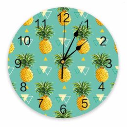 Wall Clocks Fruit Pineapple Triangle Geometry Decorative Round Clock Custom Design Non Ticking Silent Bedrooms Large