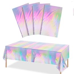 Table Cloth Plastic Iridescent Christmas Party Foil Cover Rectangle Tablecloth Dining For Wedding Banquet Decor B6Q2