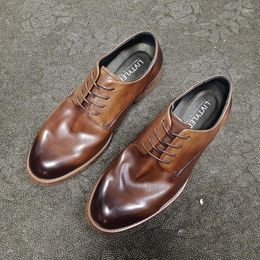 Dress Shoes C10-M22085 Men's Business Formal Wear British Style Leather Handmade Derby Top Layer Cowhide Round Toe