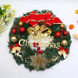 Decorative Flowers Red Artificial Christmas Wreath For Front Door Gold Window Wall Decorations 2024 Garland Ornament