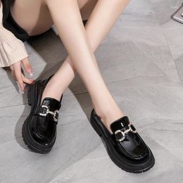 Casual Shoes Baby Girl Autumn Black Loafers Princess Boys Toddler Metal Kids Fashion PU School For Girls