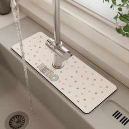 Bath Mats Polka Dot Kitchen Faucet Absorbent Pad Wash Basin Quick Dry Cushioned Sink Countertop Waterproof Mildew Drain