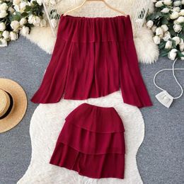 Work Dresses Fashion Women Elegant Casual Sexy Skirts Suit Vintage Chic Party Shirts Tops Mini Saya Two Pieces Set Female Clothes Outfits