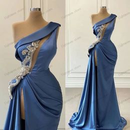 Classic Evening Dresses Satin Prom Dress One Shoulder Sheath Mermaid Embroidery Sexy Robes For Formal Party Vestidos De Gala 240401