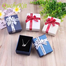 Gift Wrap 18PCS 3 Colors Ribbon Bow Jewelry Casket For Necklace Earring Storage Container Cardboard Elegant Luxury Box