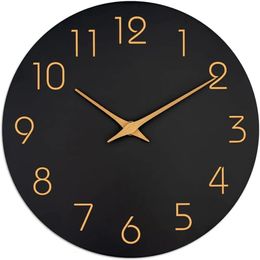 12 Inch Wall Clock Black Battery Operated Silent Non Ticking Simple Minimalist Rose Gold Numbers Clock Decorative Wall Clock 240329