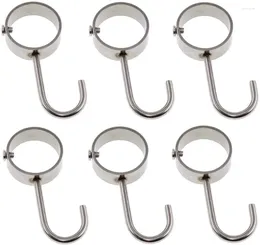 Hooks 6PCS Silver Stainless Steel Kitchen Hanger Rod Tube Rail For Hanging Pots And Pans Towels Oven Mitts