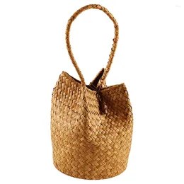 Gift Wrap Hanfu Handbag Woven Beach Straw Vintage Fashion Tote Seaweed Bags For Women Miss