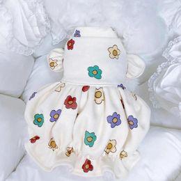 Dog Apparel Spring Summer Pet Clothes Kitten Puppy Cute Flower Skirt Small And Medium-sized Sweet Princess Dress Chihuahua Yorkshire