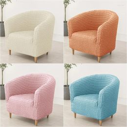Chair Covers Nordic Solid Colour Bar Tub Slipcover Spandex Stretch Club Armchair Bubble Grid Leisure Single Seat Couch Cover