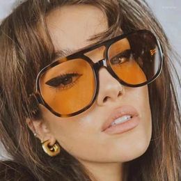 Sunglasses 2024 Vintage Oversized Square Woman Retro Brand Mirror Sun Glasses Female Black Orange Fashion Candy Colours