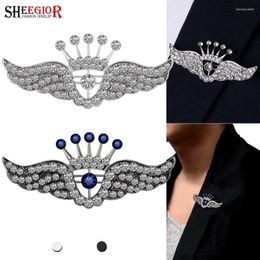 Brooches Crystal Angel Wing Crown Brooch Pins Mens Badge Jewelry Fashion Vintage Lovely Rhinestone Women Girls Accessories Gifts