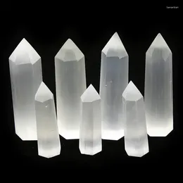 Decorative Figurines Selenite Gypsum Stone Hexagonal Column Mineral Crystal Rod Reiki Energy White Healing Home Decoration 1 Piece