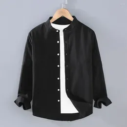 Men's Casual Shirts Men Shirt Stylish Stand Collar Cardigan Coat With Single-breasted Design Soft Fabric Plus Size For Fall