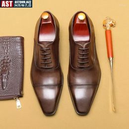 Dress Shoes Italian Men's Luxury Genuine Leather Brand Handmade Designer Autumn Business Wedding Social Oxfords Man