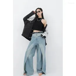 Women's Jeans Women Blue Y2k Vintage High Waist Baggy Cowboy Pants Aesthetic Harajuku Denim Trousers 2000s Grunge Clothes E-girl Bottoms