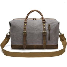 Duffel Bags Duffle Bag For Travel Canvas Carry On Genuine Leather Overnight Weekender Men