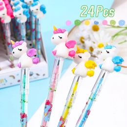 Pencils 24Pcs Creative Cartoon Unicorn Pencil No Sharpening Cube Pencils Pen Cute School Students Stationery Drawing Pencil Supplies