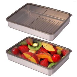 Storage Bottles 2Pcs Bacon Container For Refrigerator Airtight Box With Lid 304 Stainless Steel Keeper Elevated