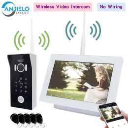 Doorbells Wireless Door Intercom Wifi White Indoor Monitor 7 Inch Touch Screen Doorbell RFIC Card Password Unlock Video Doorphone Tuya