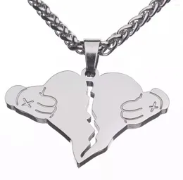 Pendant Necklaces Love Split Fashion Stainless Steel Titanium Necklace Niche Design Hip Hop Style Charm Jewelry Couple