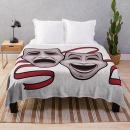 Blankets Comedy And Tragedy Theatre Masks Throw Blanket Cute Soft Plush Plaid