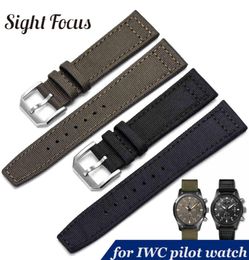 20mm 21mm 22mm Nylon Canvas Fabric Watch Band For Iwc Pilot Spitfire Timezone Top Gun Strap Green Black Belts Wristwatch Straps Y17378985