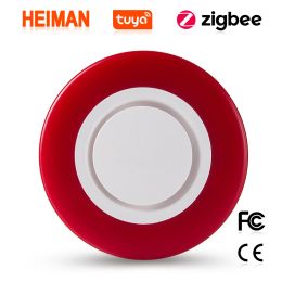 Siren HEIMAN Zigbee Siren For Tuya smart alarm system with 95db warning Sound strobe red light flash indoor home security loud siren