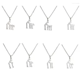 Pendant Necklaces Q0KE Silver Color Mom Daughter Family Necklace Stainless Steel Chain Choker For Women