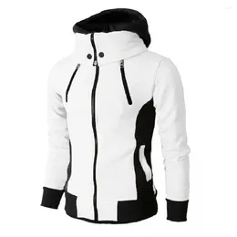 Men's Hoodies 2024 Zipper Men Jackets Autumn Winter Casual Fleece Coats Bomber Jacket Scarf Collar Fashion Hooded Male Outwear Slim Fit