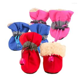 Dog Apparel 4pcs/Set Pet Waterproof Shoes Winter Warm Soft Thick Breathable Dogs Boot For Chihuahua Puppies S/M/L