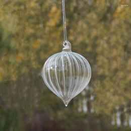 Christmas Decorations Diameter 8cm Small Size Transparent Striped Glass Onion Pendant Home Decoration Day Hanging Ornament Handmade Gift