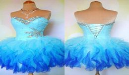 Cheap Ombre Multi Colour Colourful Short Corset and Tulle Ball Gown Prom Homecoming Dance Party Dresses Mini Bridal Bachelorette Gow3856300